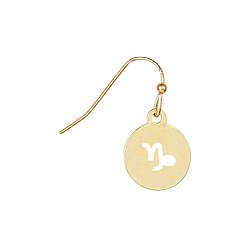 Gold Round Capricorn Zodiac Earrings