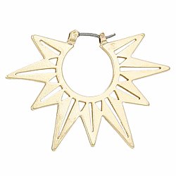 Sunburst Gold Rays Cutout Hoop Earrings