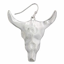 Southwest Steer Silver Hammered Earrings