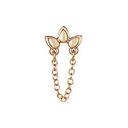 Gold Chain Drop Lotus Post Earrings