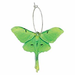 Spring Green Luna Moth Silver Hoop Earrings