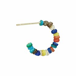 Multicolor Glass Beads Gold Hoop Earrings