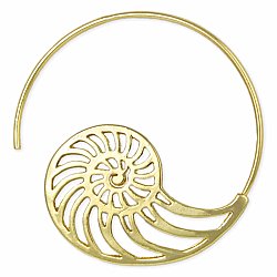 Stylish Spiral Gold Shell Hoop Earrings