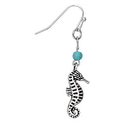 Sea Swimmer Silver Seahorse Earrings
