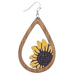 Rustic Charm Sunflower Wood Earrings