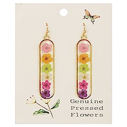 Bright Bar Dried Flower Gold Earrings