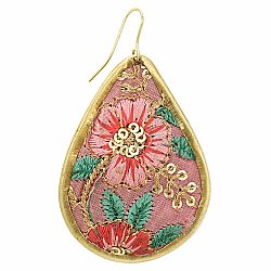 Soft Pink Floral Embroidered Earrings
