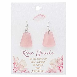 Stone Style Rose Quartz Rectangle Drop Earrings
