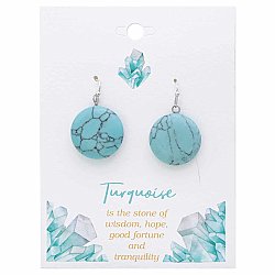 Stone Circle Turquoise Drop Earrings
