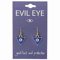 Blue Protecting Eye Gold Triangle Earrings