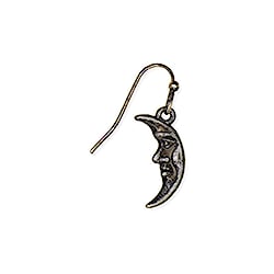 Antiqued Silver Man in the Moon Crescent Earrings