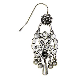Southwest Silver Drop Floral Earrings