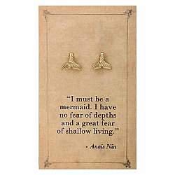 Literary Quote Mermaid Tail Post Earrings