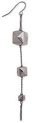 Dark Metal Square Pyramid Bead Chain Dangle Earring