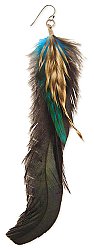 Green, Black & Brown Feather Earring
