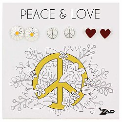 Peace and Love Post Earrings Set