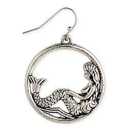 Silver Round Mermaid Earring