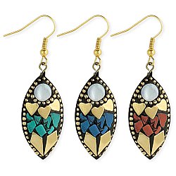 Gold Shell & Stone Chip Earrings