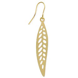 Nature's Gold Long Leaf Cutout Earring