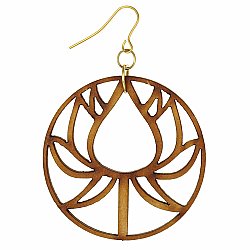 Natural Peace Wood Lotus Earrings