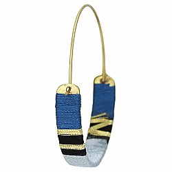 Blue Stripes Thread Wrapped Hoop Earrings