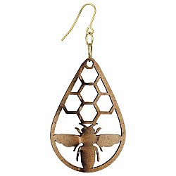 All Natural Wood Bee Honeycomb Earrings