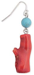 Faux Turquoise & Coral Branch Earring