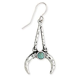 Silver Horns & Turquoise Bead Earrings