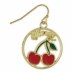 Foodie Fashion Cherry Gold Earrings