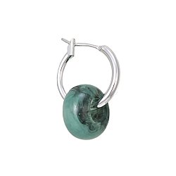 Jade Donut Bead Silver Hoop Earrings