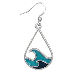 Catch a Wave Silver Teardrops Ocean Earrings