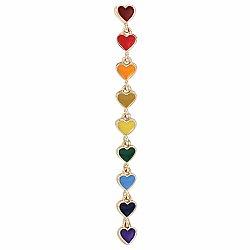 Rainbow Hearts Gold Linear Post Earrings