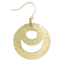 Gold Hammered Double Circles Earring