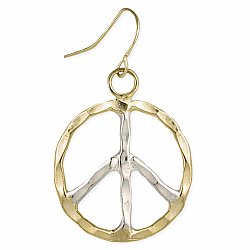 Woodstock Vibes Silver Gold Peace Sign Earring
