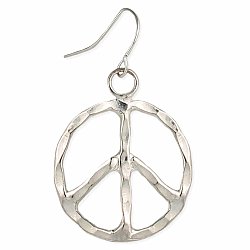 Silver Hammered Peace Earrings
