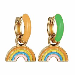 Retro Rainbow Enamel Huggie Hoop Earrings