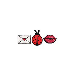 Set of 3 Love Letter, Lady Bug, Lips Mini Stick on Patches