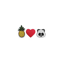 Set of 3 Pineapple, Heart, Panda Mini Stick on Patches