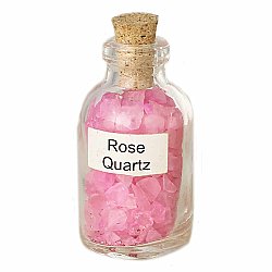 Rose Quartz Stone Chips in Corked Glass Bottle
