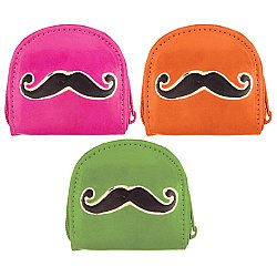 Stamped Leather Mustache Coin Purse