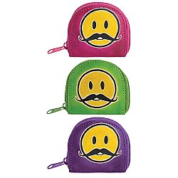 Leather Mustache Smiley Face Coin Purse