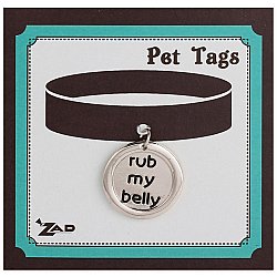 Rub My Belly Silver Dog Tag Collar Charm