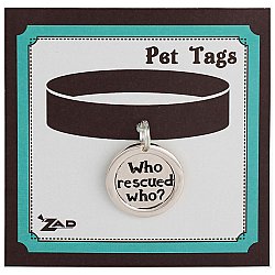 Who Rescued Who? Silver Dog Tag Collar Charm