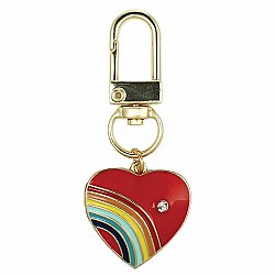 Retro Rainbow Heart Gold Keychain