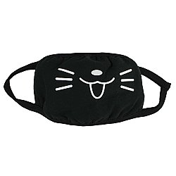 Black Cotton Laughing Cat Face Mask