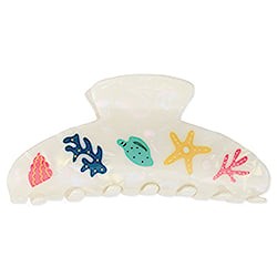 White Sealife Print Hair Claw