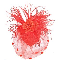 Red Feather & Mesh Fascinator