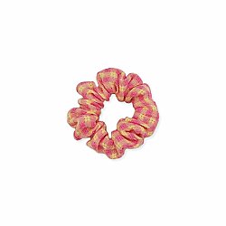 Cottage Gingham Pink Yellow Scrunchie