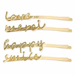 Spread Happiness Gold Word Bobby Pin