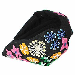 Multicolor Embroidered Flower Headband